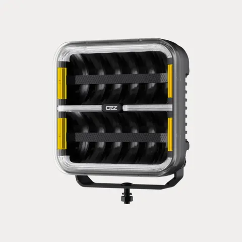 OZZ SQR 7" fjernlys kvaderatisk med park- og varsellys, sort hus