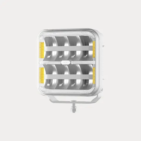 OZZ SQR 7" fjernlys kvaderatisk med park- og varsellys, hvitt hus