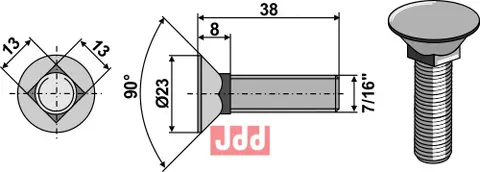 Plogbolt 7/16"x38 Bourgault