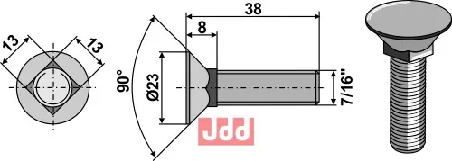 Plogbolt 7/16"x38 - JDD Utstyr