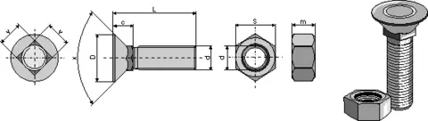 Plogbolt M9x1,25x30 DIN 608 8.8 mutter DIN 934