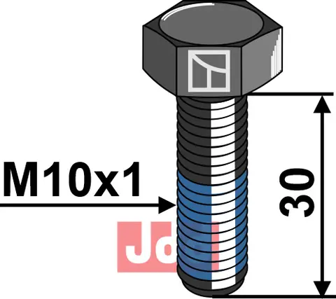 Selvlåsende bolt M10x1, kvalitet 12.9