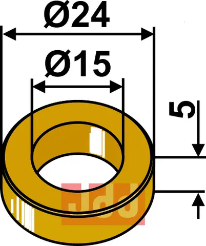 Plastvasker Ø24x5 til Väderstad Ø24x5xØ15, passer Väderstad