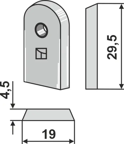 Plade (Hard metal) til Väderstad Lengde 29,5 cm, tykkelse 4,5 cm