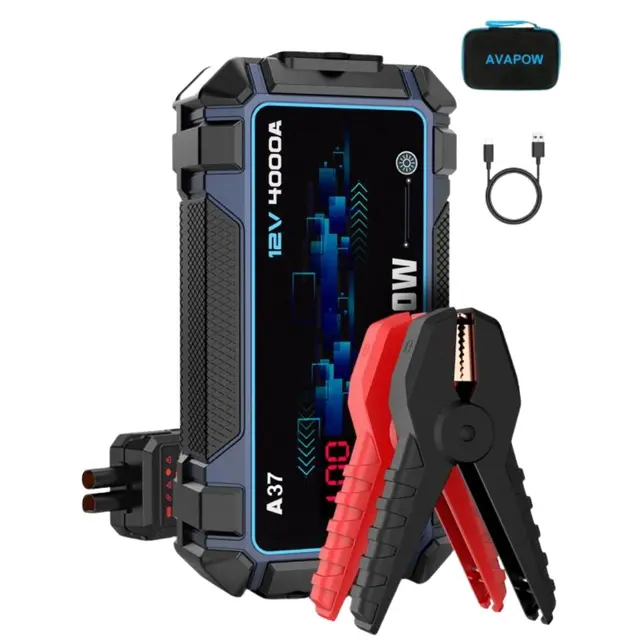 Avapow A37 Håndholdt startbooster 4000A | Tråløs lading | USB C porter 