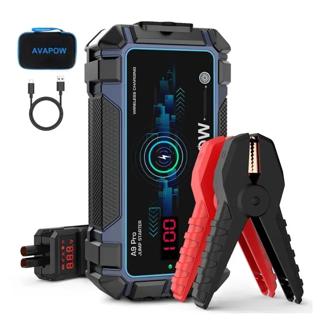 Avapow A9 Pro Startbooster 2500A | Trådløs lading | USB C porter 