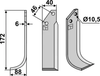 Kniv til Adriatica L:172mm, B:40mm, H:10,5mm