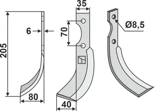 Kniv til Honda Lengde 205mm, ACF400