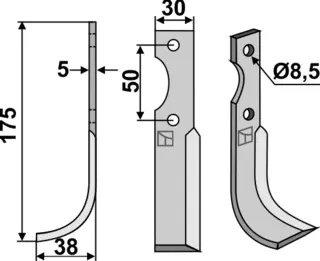 Kniv 175x30mm til Adriatica L:175mm, B:30mm, Minny