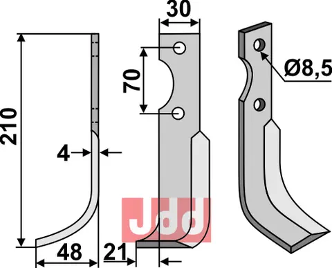 Kniv til Agria 210 x 30 mm - Tykkelse 4 mm