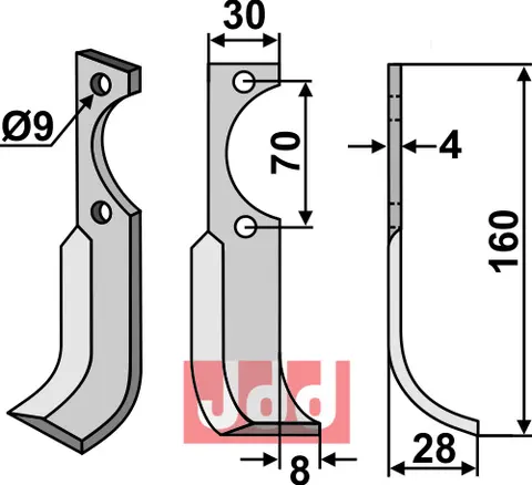 Kniv til Agria, Schneider Lengde 160 mm, Bredde 30 mm