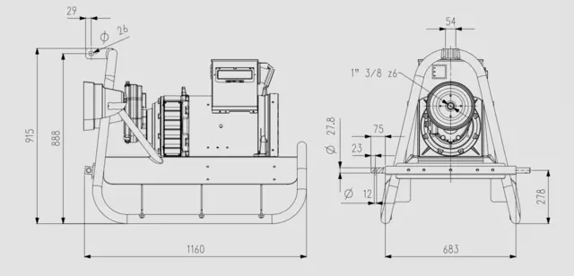PTO Strømaggregat AWN4-27X–27 kVA,230V Agrowatt 3 faset 230 volt for Norge 