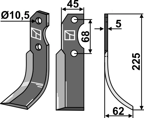 Fres kniv 225x45 mm høyre