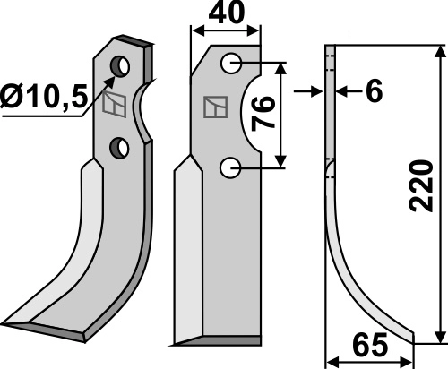 Fres kniv 220x40 mm høyre