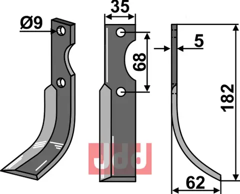 Kniv 182x35mm til Barbieri L:182mm, B:35mm, T:5mm