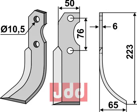 Kniv til Barbieri 223 x 50 mm - 10,5 mm hull