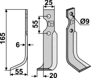 Fres kniv 165x25 mm venstre