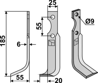 Kniv 185x25mm til B.C.S. 185mm lengde, 25mm bredde