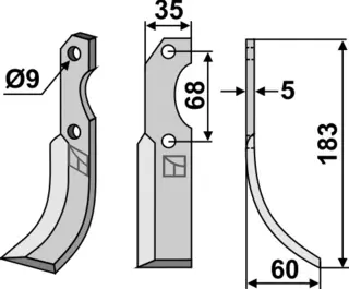 Kniv 183x35mm til Barbieri Lengde 183mm, tykkelse 5mm