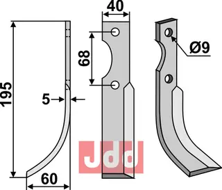 Barbieri blad 195x40mm venstre 195x40mm, passer Barbieri, Benassi