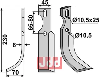Universalblad 230x45mm venstre Lengde 230mm, bredde 45mm