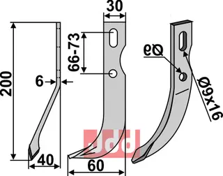 Allsidig kniv til Benassi 300x30mm, hull 9/9x16