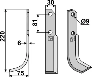 Blade 220x30mm til Bertolini Ø9 x 220 mm - 6 mm tykkelse