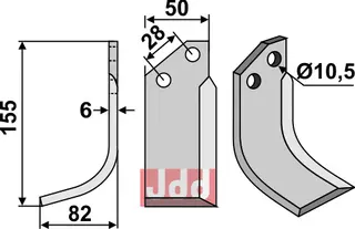 Blad 155x50mm til Bertolini Lengde 155mm, hull 10,5mm