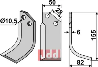 Bertolini blad 155x50mm høyre Lengde 155mm, bredde 50mm