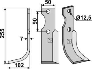 Kniv til Ferrari 255x50mm, hull: 12,5mm