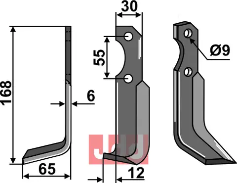Kniv til Bertolini L: 168 mm, B: 30 mm, T: 6 mm