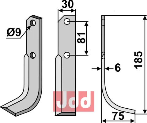 Kniv til Bertolini 185 x 30 mm - 9 hull