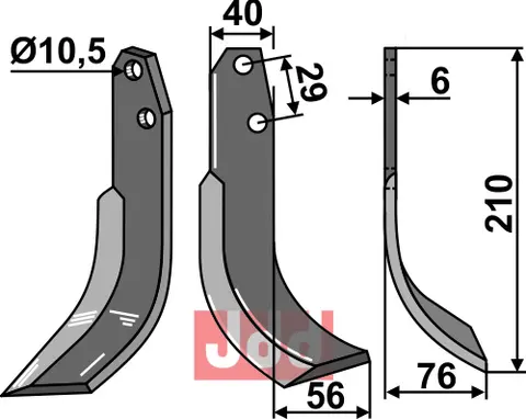 Kniv til Oosterlaan Lengde 210 mm - Bredde 40 mm