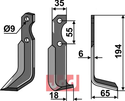 Kniv til Bertolini 194 x 35 mm - Tykkelse 6 mm