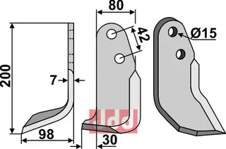 Blad 200x80mm til Braun L: 200mm, B: 80mm, H: 15mm