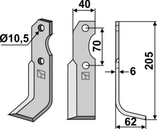 Fres kniv 205x40 mm høyre