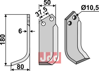 Blad 180x50mm til Brumital-Agris L: 180mm, B: 50mm, H: 10,5mm