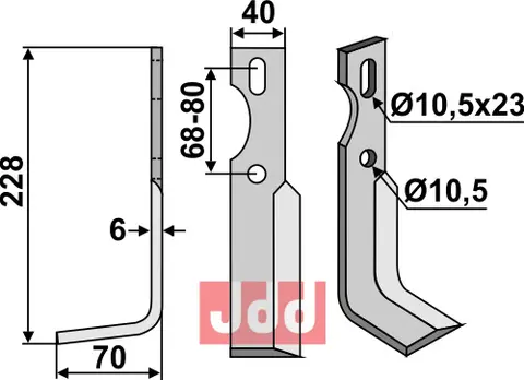 Allsidig kniv til ukjent merke 228 x 40 mm - Tykkelse 6 mm