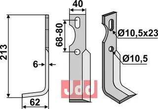 All-purpose Blade, left Lengde: 213 mm, Bredde: 40 mm