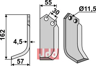 Kniv til Bungartz 162 x 55 mm - 11,5 mm hull