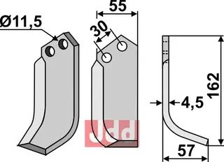 Kniv til Bungartz 162 x 55 mm - Tykkelse 4,5 mm