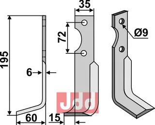 Blad 195x35mm til Casorzo Lengde: 195mm, Bredde: 35mm