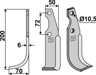 Fres kniv 200x50 mm venstre