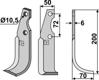 Fres kniv 200x50 mm høyre