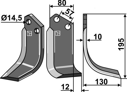 Fres kniv 195x80 mm høyre Til Celli pioneer - Celli tiger
