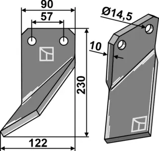 Kniv til Celli 230x90mm, hull 14,5mm