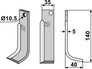 Freserkniv 140x35 mm høyre hull 10,5