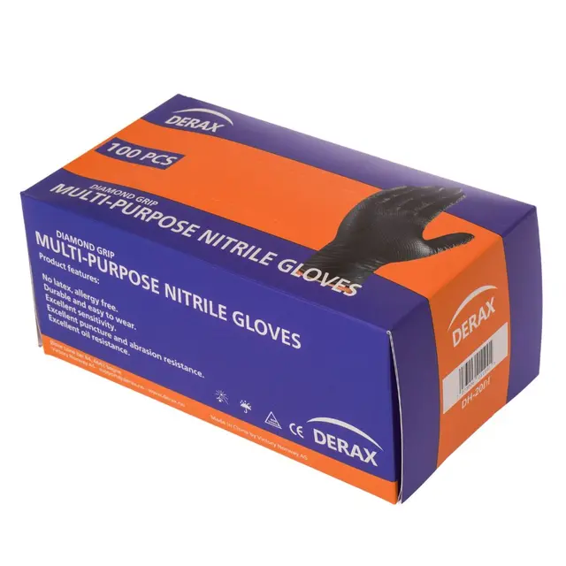 Derax Nitrilhansker-XXL Diamond Grip 100pk 