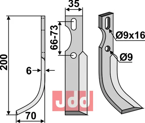 Allsidig kniv til Diesse 200 x 35 mm - Tykkelse 6 mm