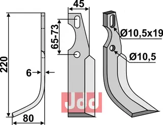 Allsidig blad til Diesse 220x45mm, hullavstand 65-73